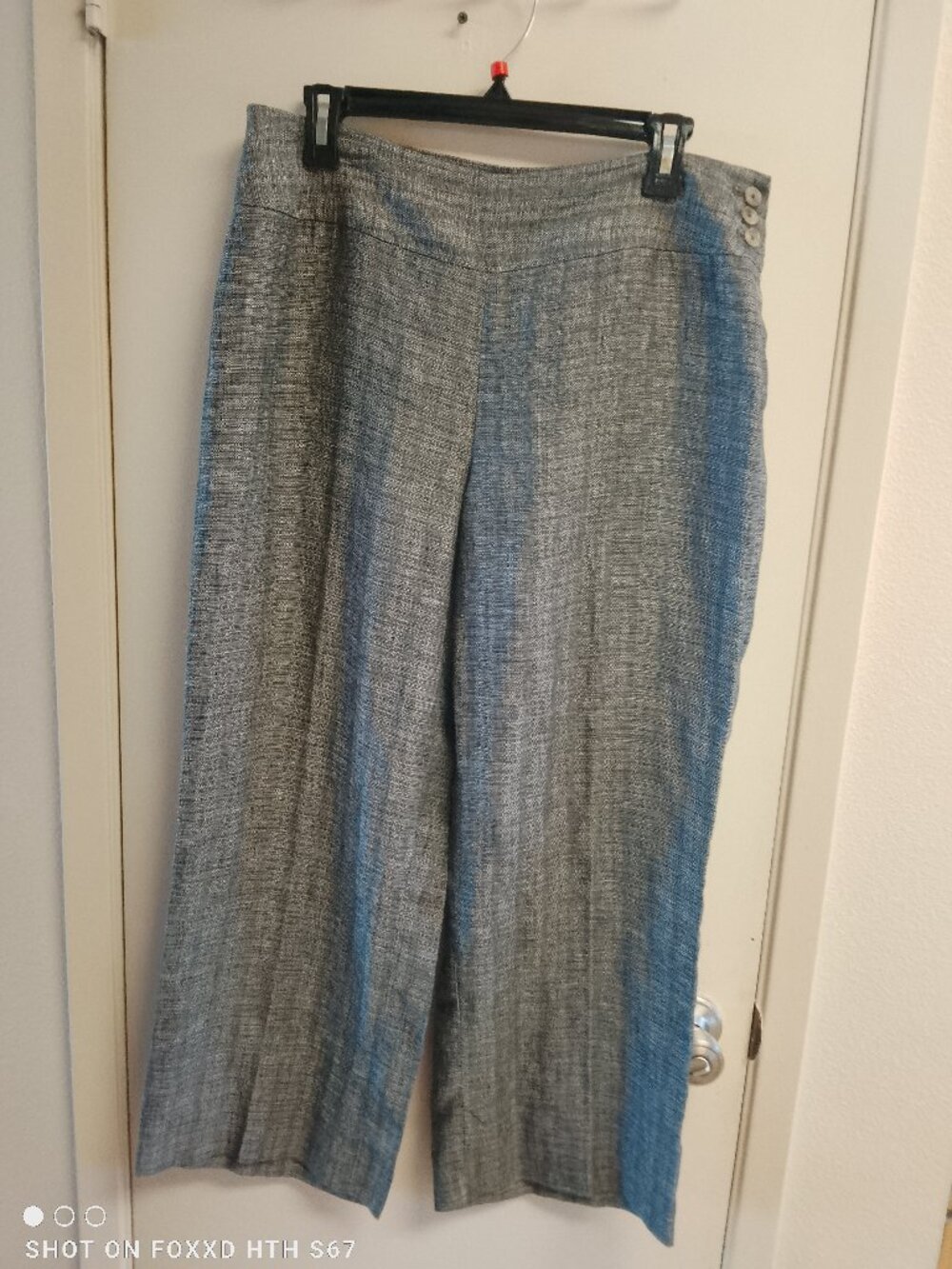 Women's Jones New York Collection Gray Linen Wide Leg Crop Pants Size 12